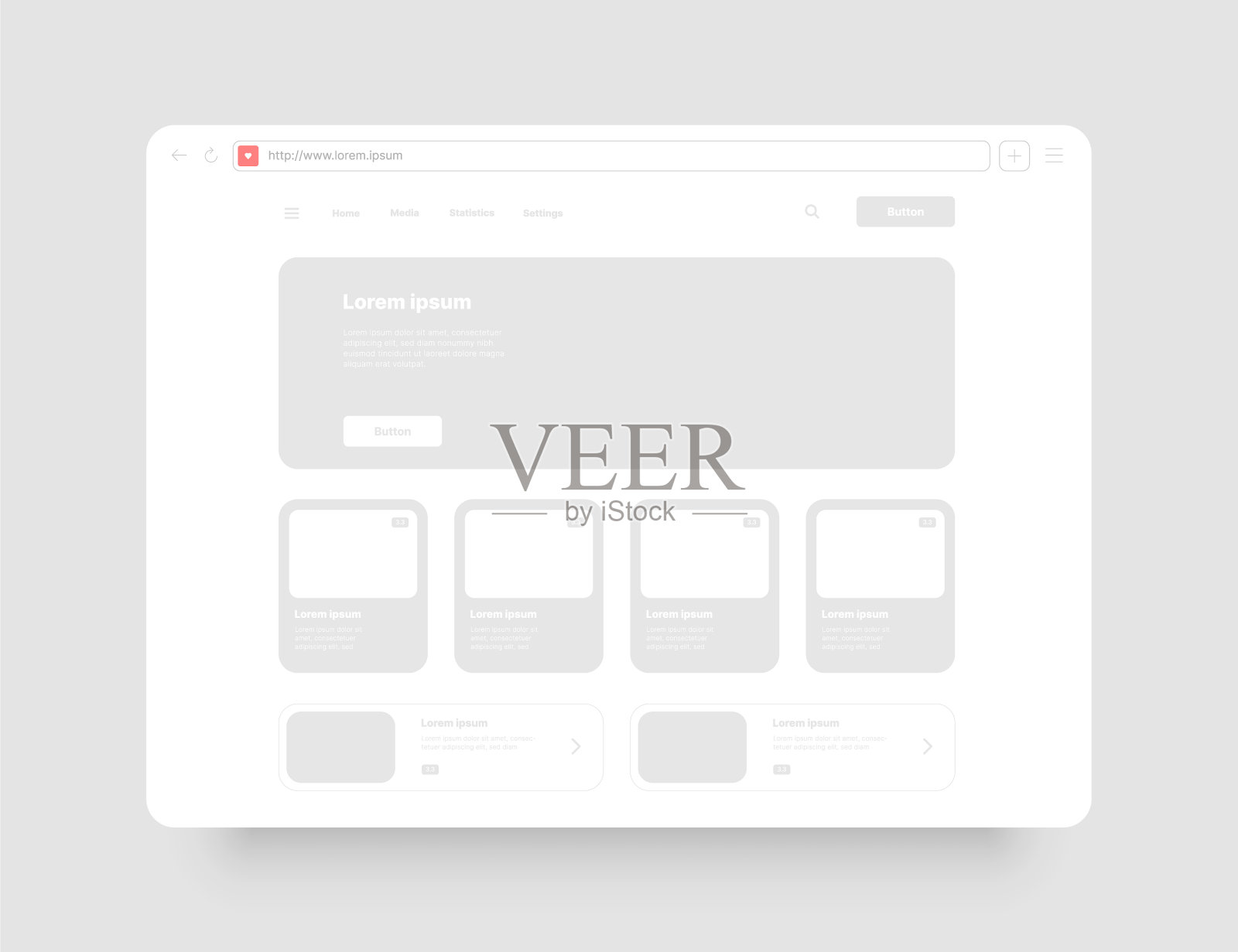 极简概念网页浏览器线框图插画图片素材