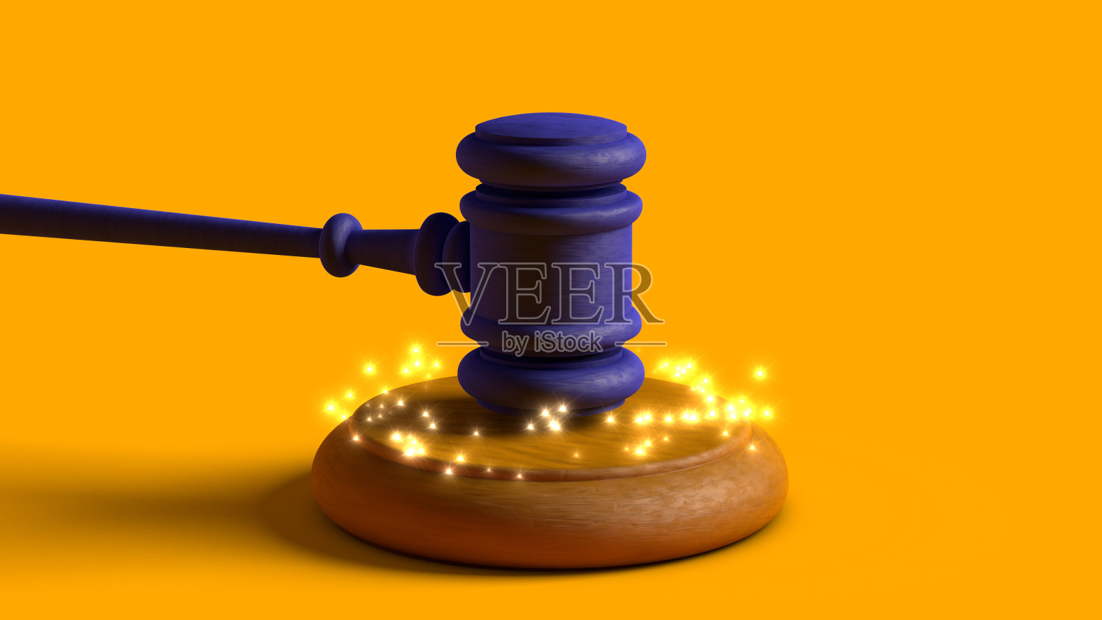 蓝色竞标或法官锤，带火花照片摄影图片