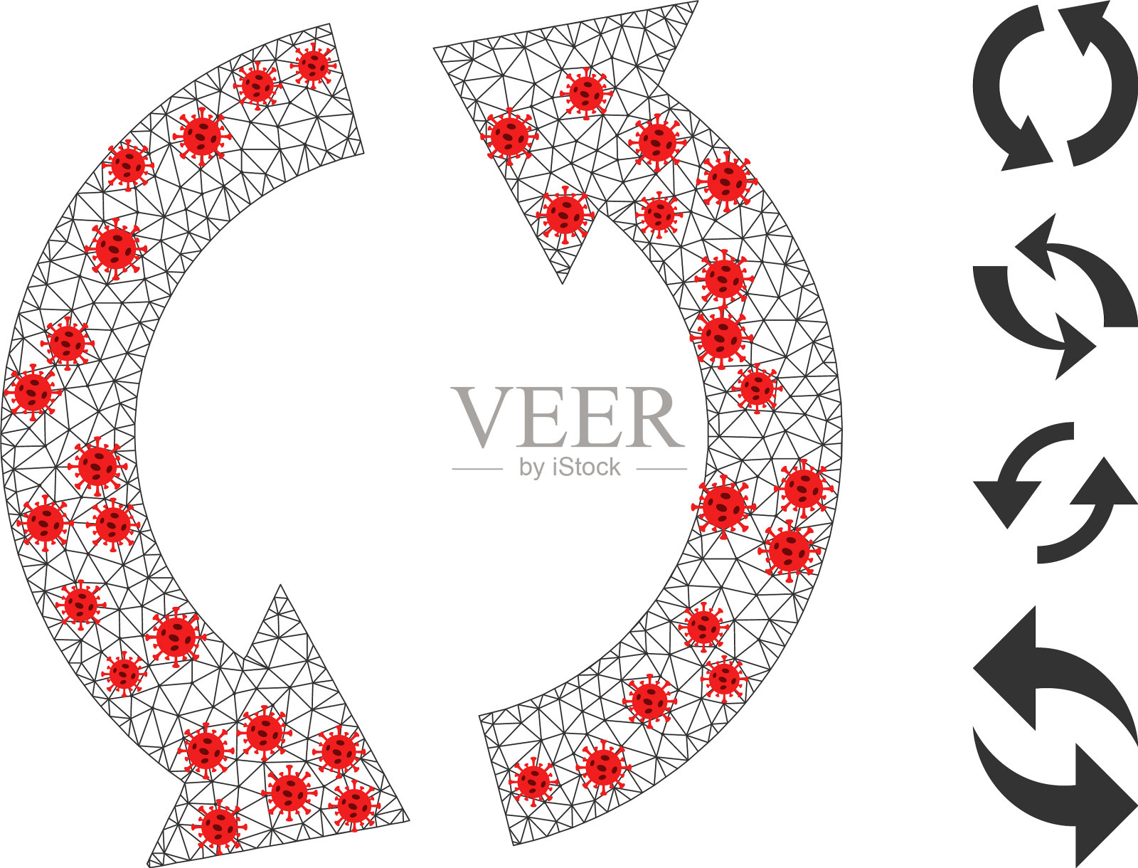 多边形线框用病毒回收象形图插画图片素材