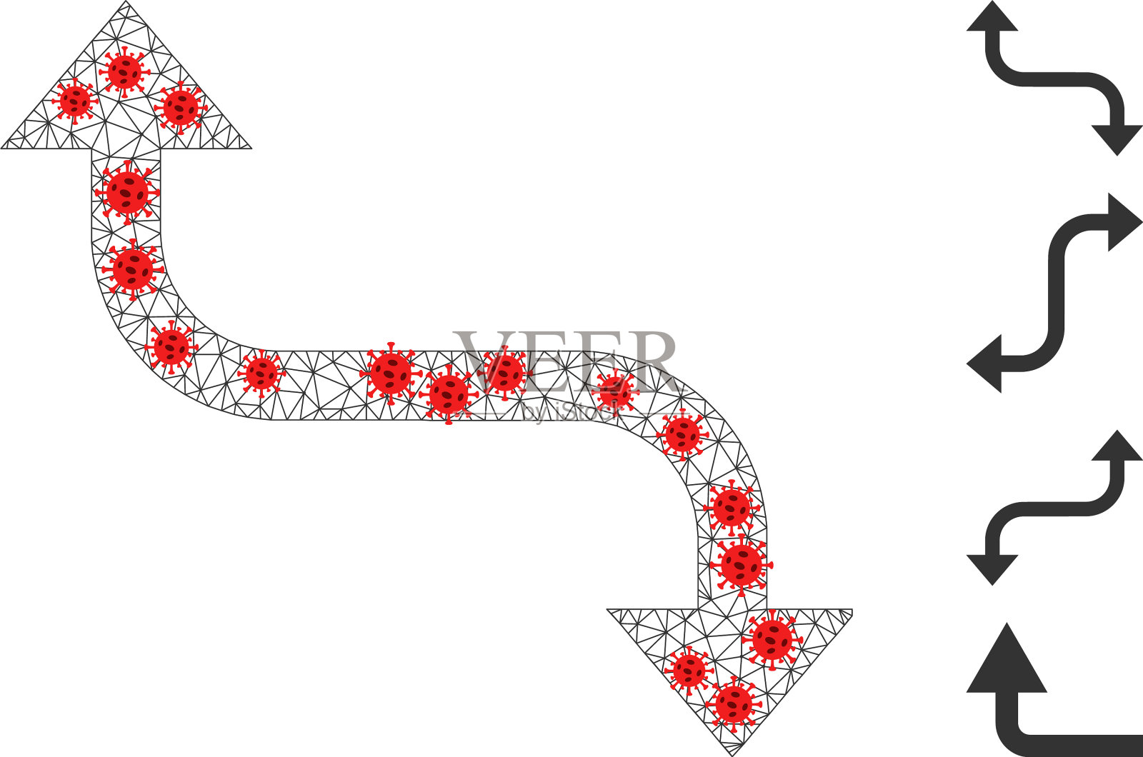 多边形线框对折箭头形插画图片素材