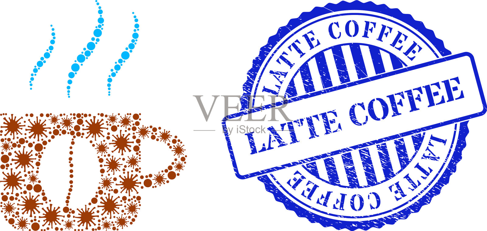 垃圾拿铁咖啡和感染热咖啡插画图片素材