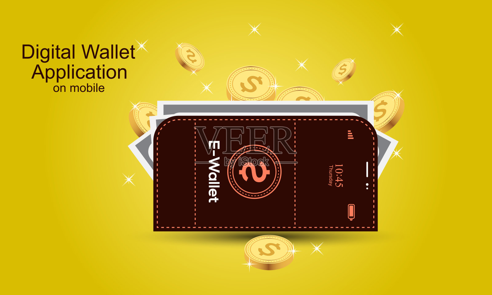 区块链钱包的概念。稳定币移动加密，数字加密货币钱包应用矢量插图插画图片素材