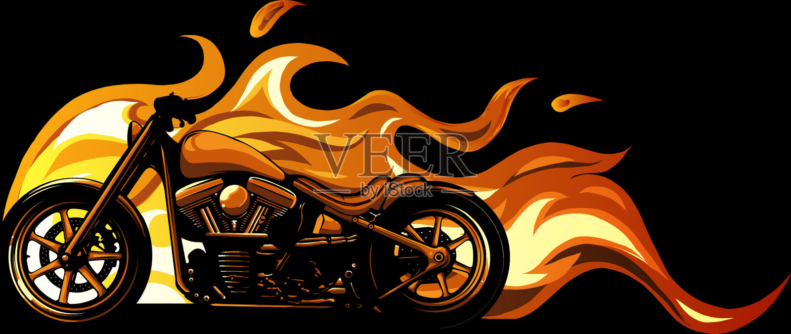 定制火焰摩托车插画图片素材
