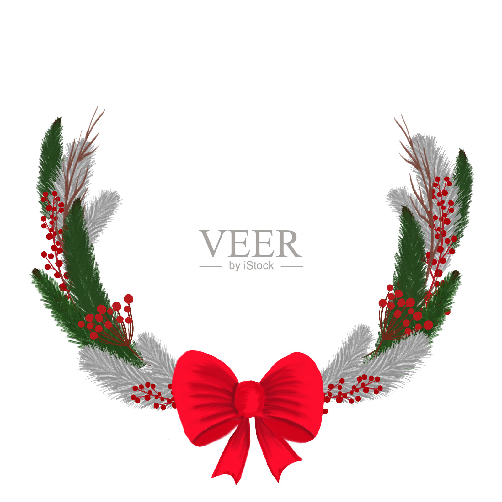 圣诞花环。贺卡的元素。邀请卡。设计装饰。一个节日聚会等。打印说明。节日的作文插画图片素材