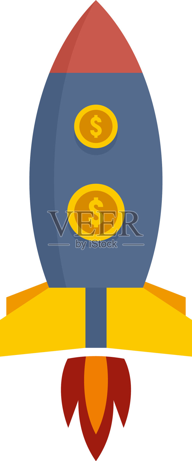 众筹火箭图标扁平孤立设计元素图片