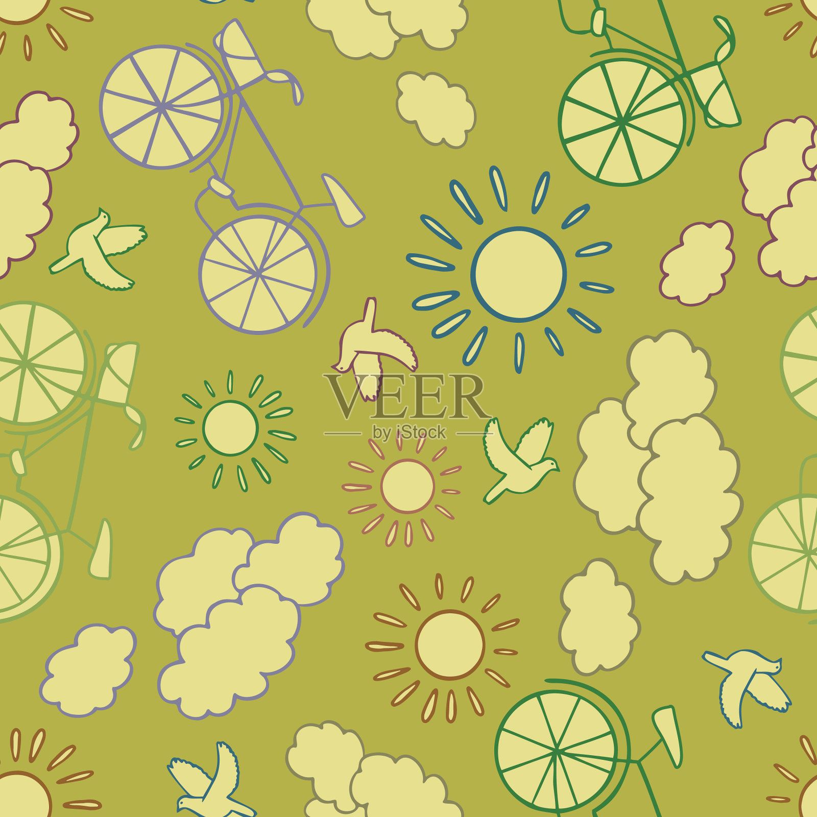 无缝图案衬里色彩鲜艳的设计插画图片素材