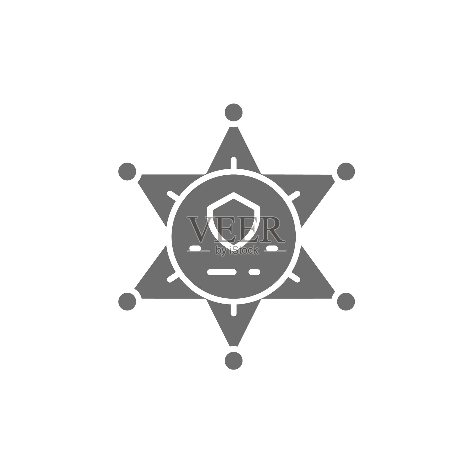 警长星徽警察灰色图标图标素材