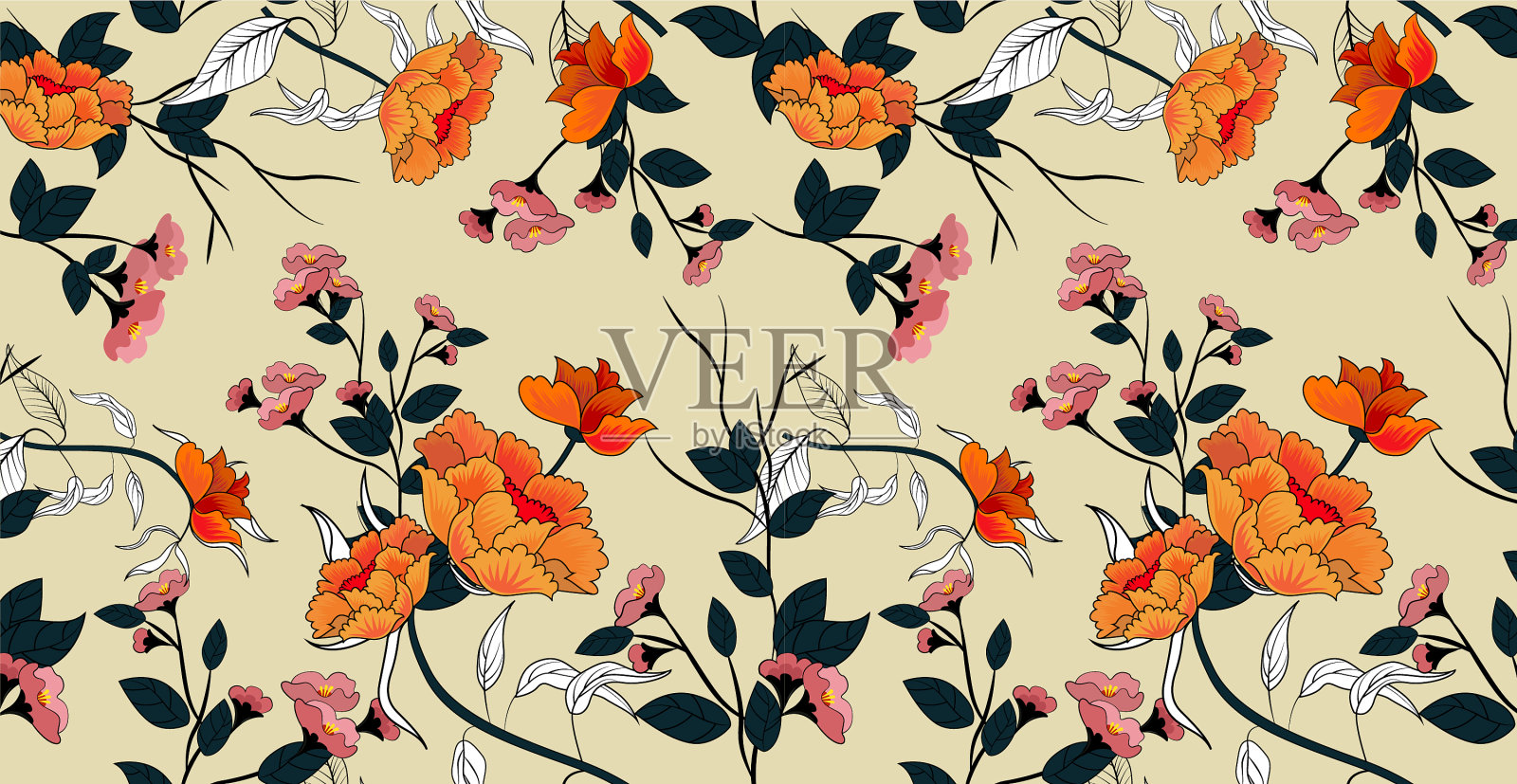 豪华花蜡染背景花插画图片素材