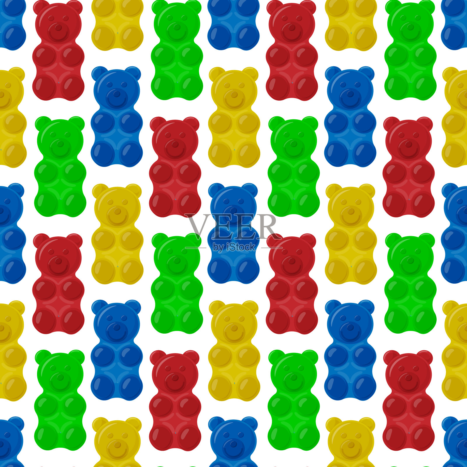 无缝彩色小熊软糖背景插画图片素材
