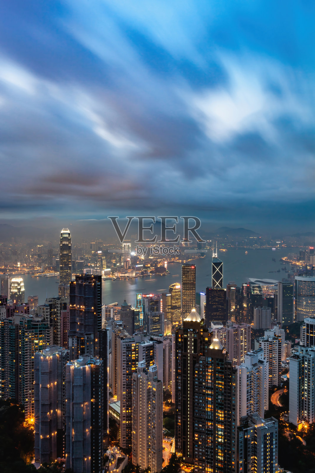 维多利亚港夜景照片摄影图片