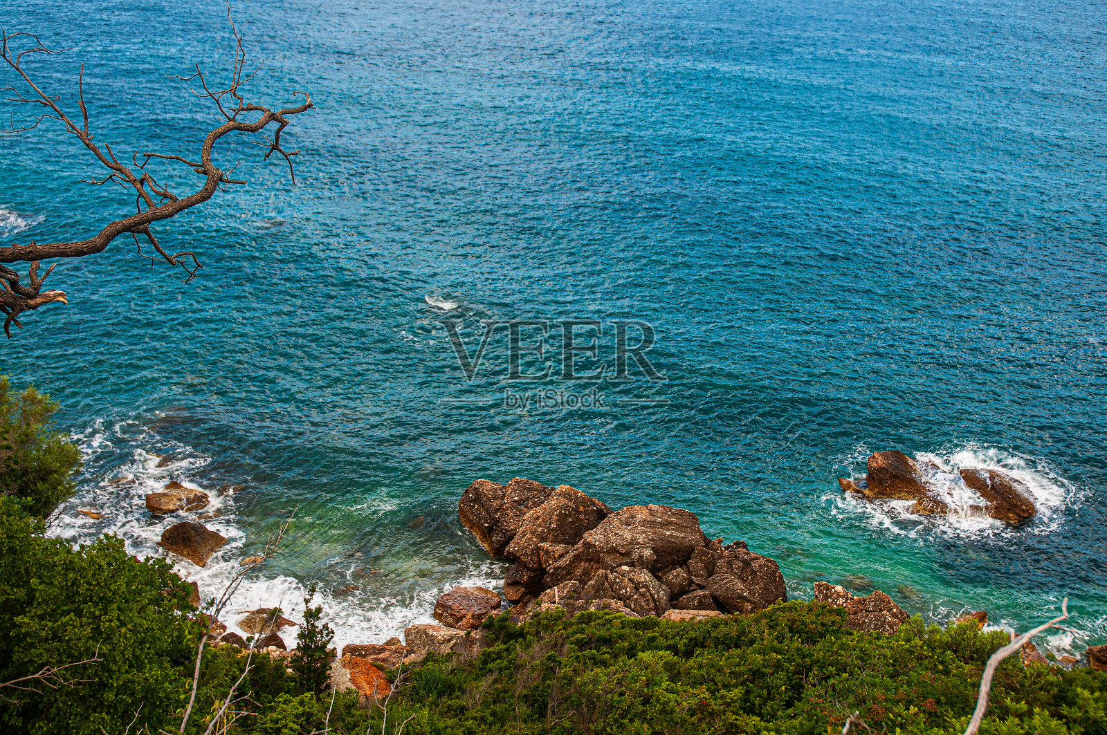 德罗巴尼皮耶萨克海滩全景，亚得里亚海照片摄影图片