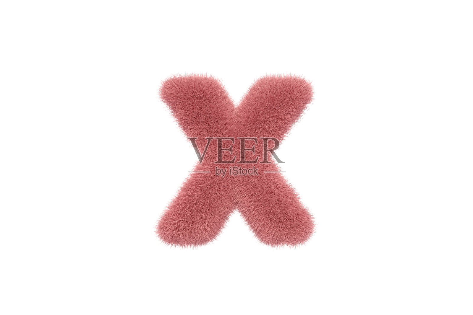 字母X与粉红色毛茸茸的毛皮小写照片摄影图片