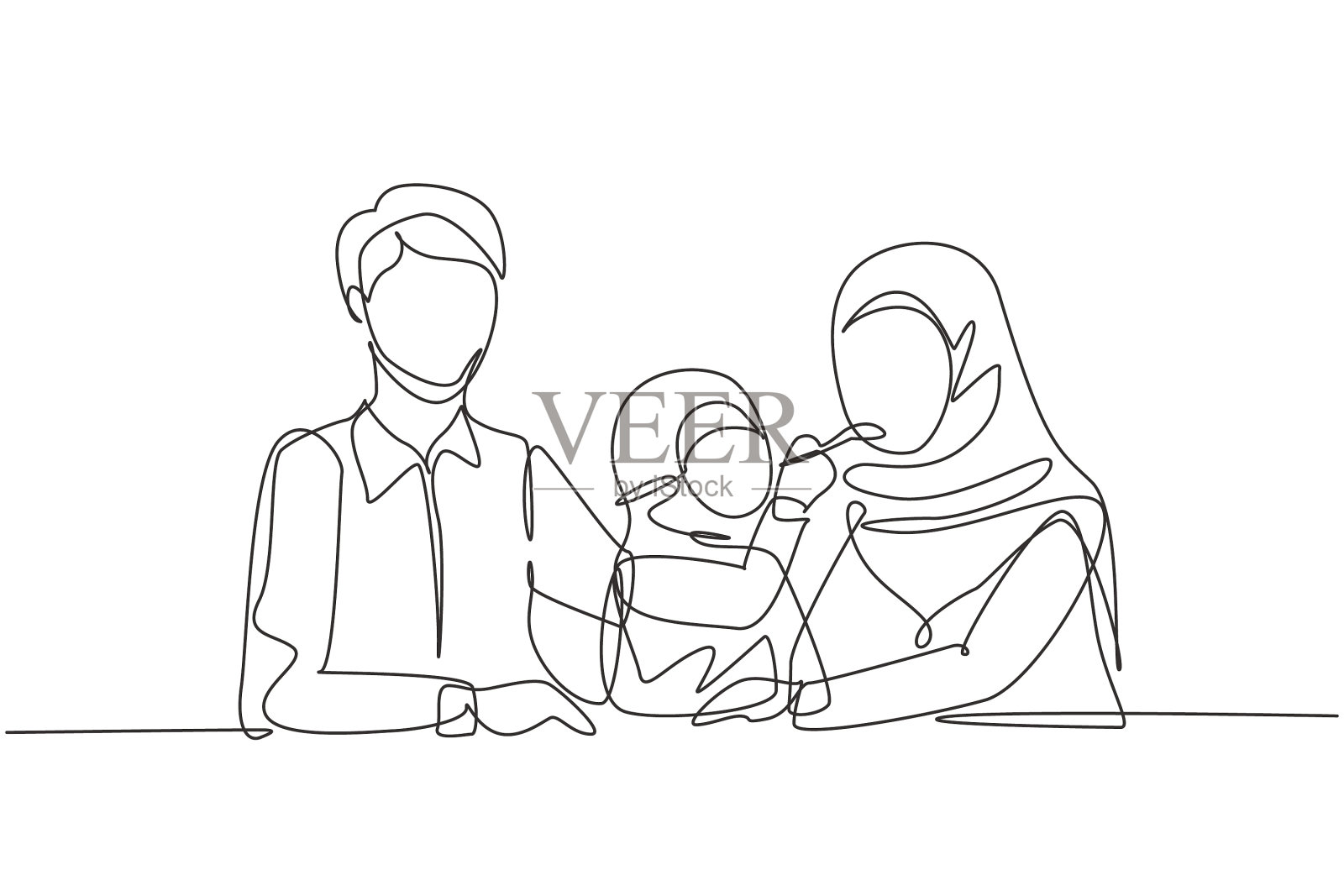 单线连续画阿拉伯族有设计元素图片