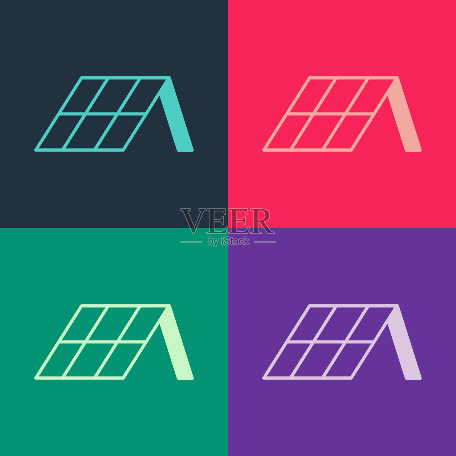 波普艺术太阳能面板图标隔离的颜色图标素材