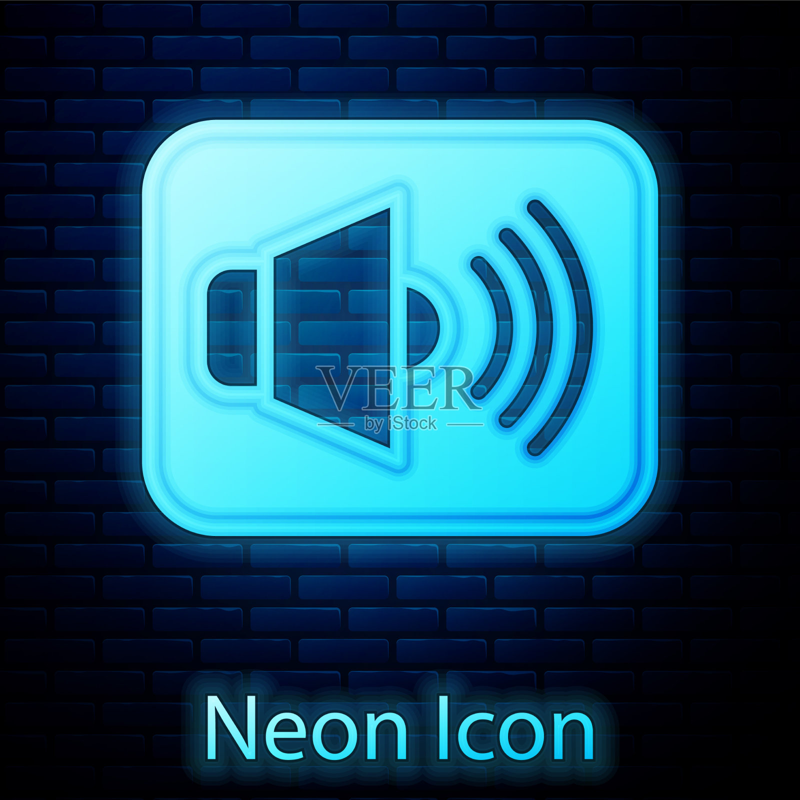 发光的霓虹灯扬声器音量音频声音声音图标素材