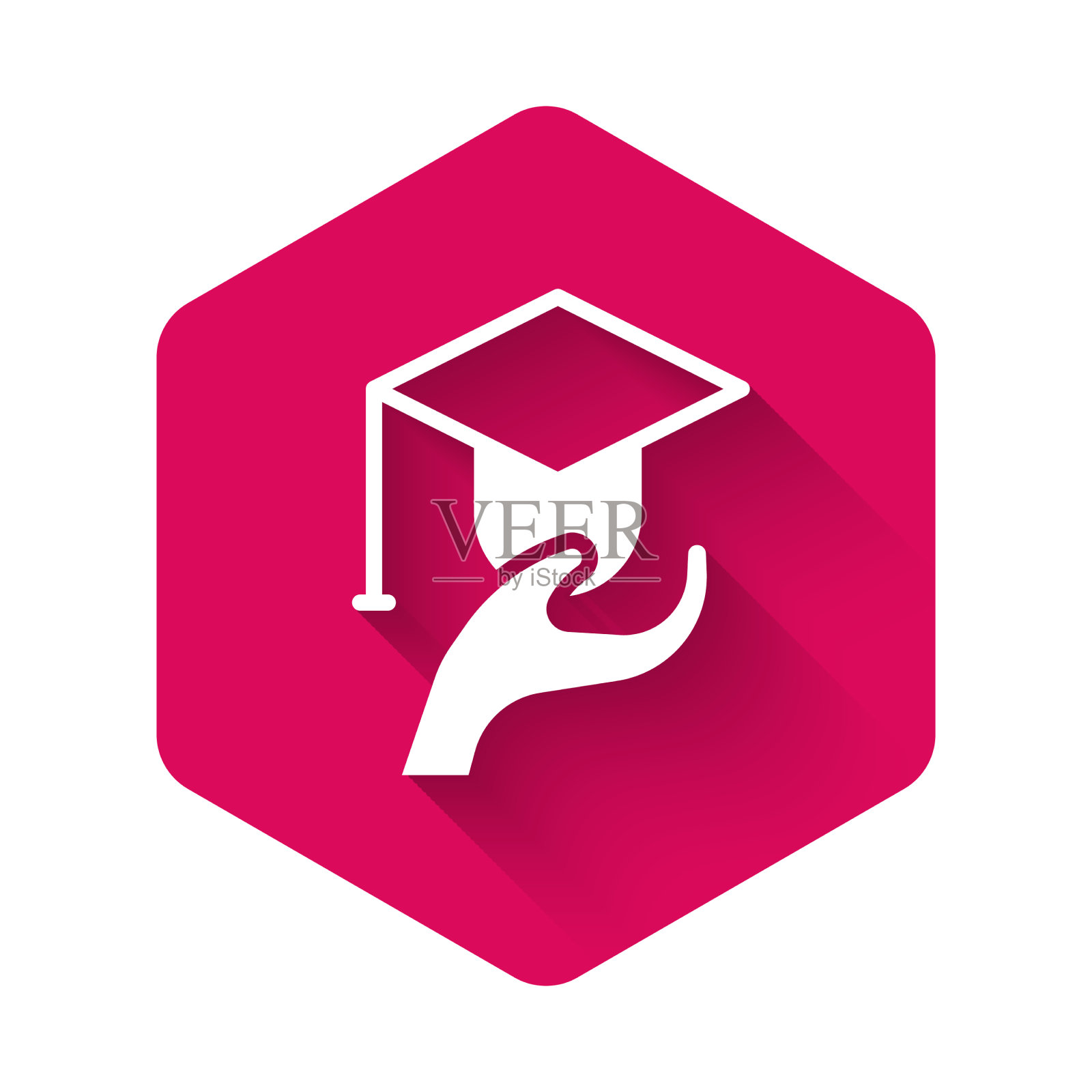 白人教育拨款图标孤立与长插画图片素材