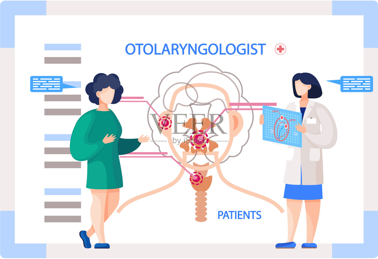 耳科医生与病人耳鼻喉科插画图片素材