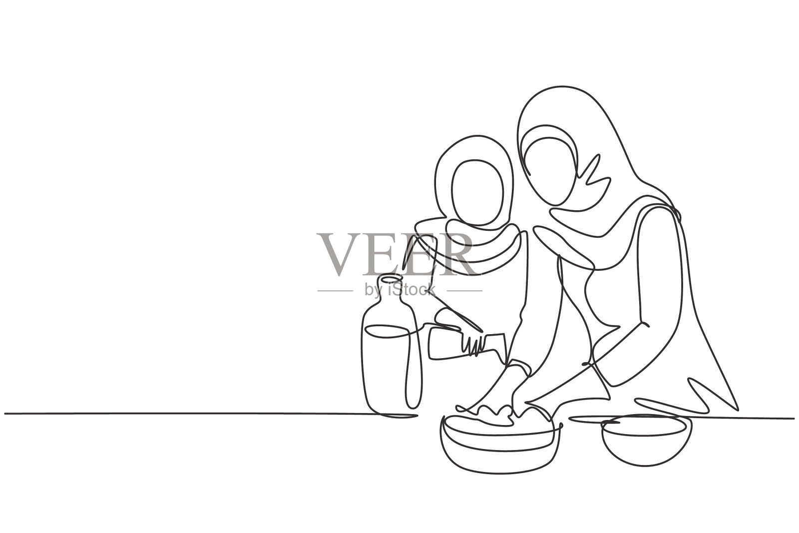 单线连续画阿拉伯小设计元素图片