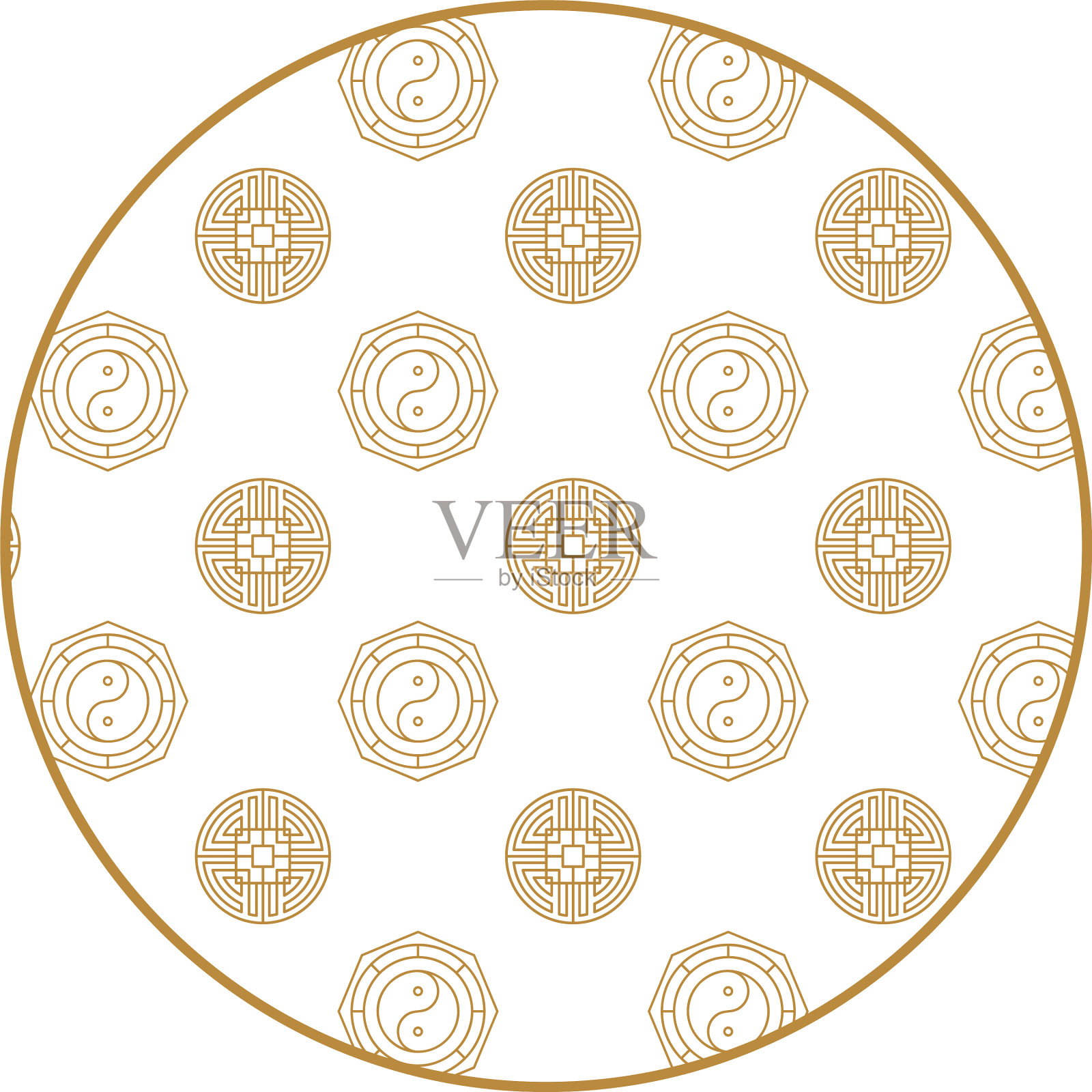 中式装饰元素框架或边框插画图片素材