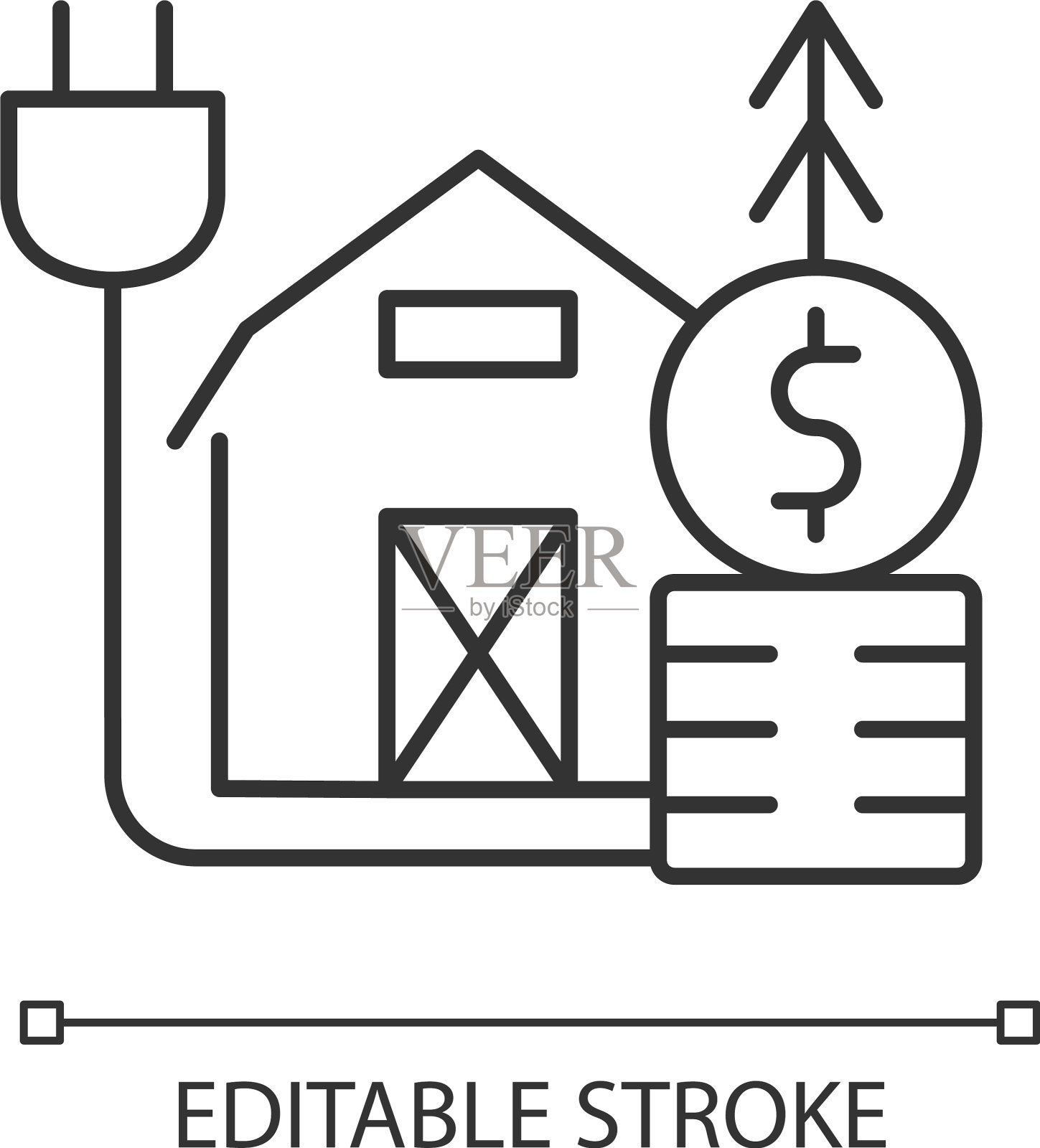 农村能源价格直线图标插画图片素材