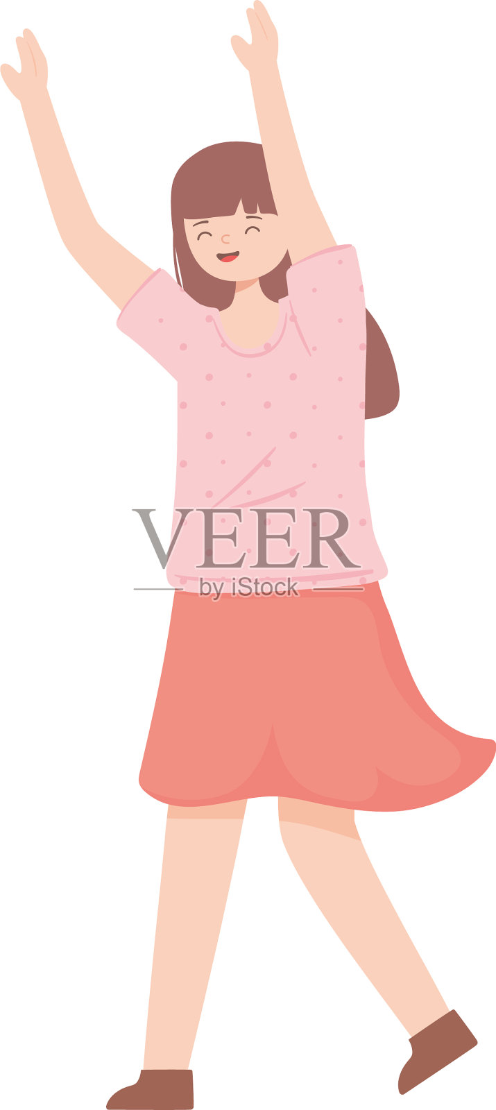 快乐女孩举起手来设计元素图片