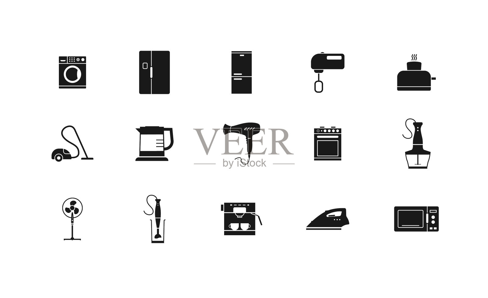 黑色填充的家用电器图标图标素材