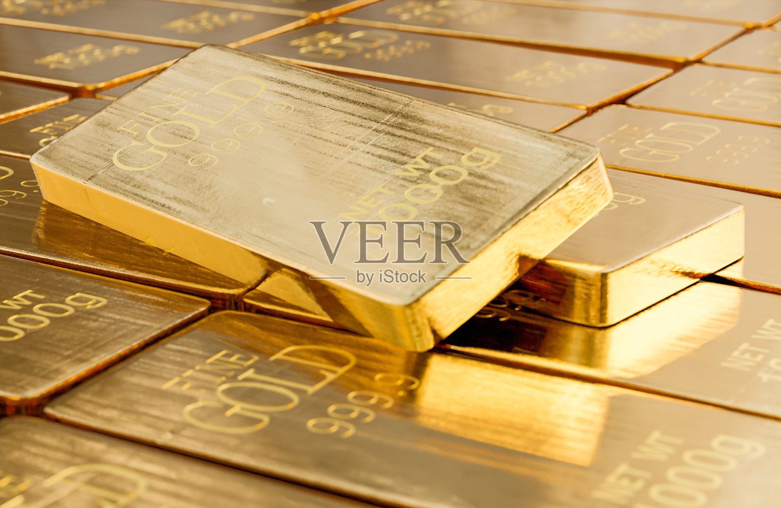 堆叠近距离金条重量1000克。，商业和金融成功的概念。，3d模型和插图。照片摄影图片