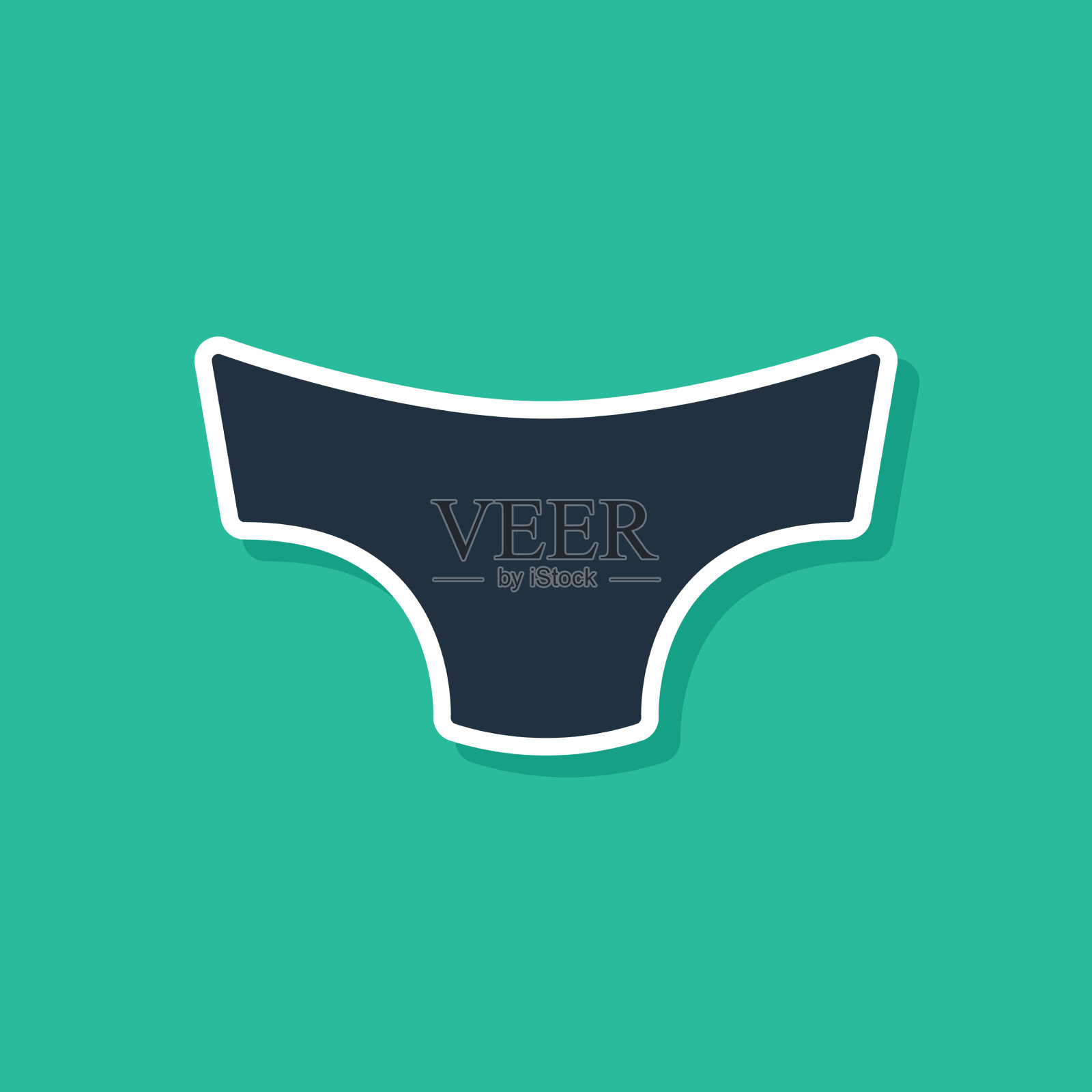 蓝色男人内裤图标孤立在绿色上插画图片素材