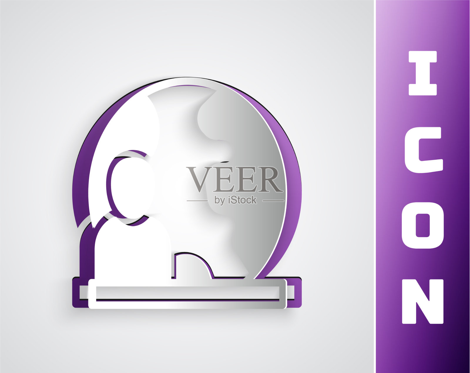 剪纸世界新闻图标孤立在灰色插画图片素材