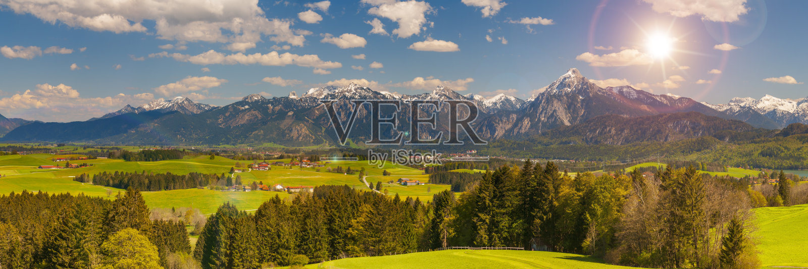 德国巴伐利亚的全景山脉照片摄影图片