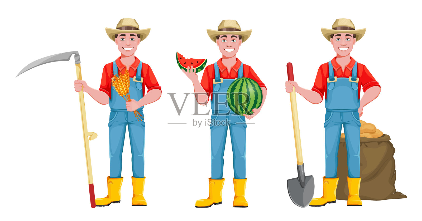 英俊的农民快乐的农民插画图片素材
