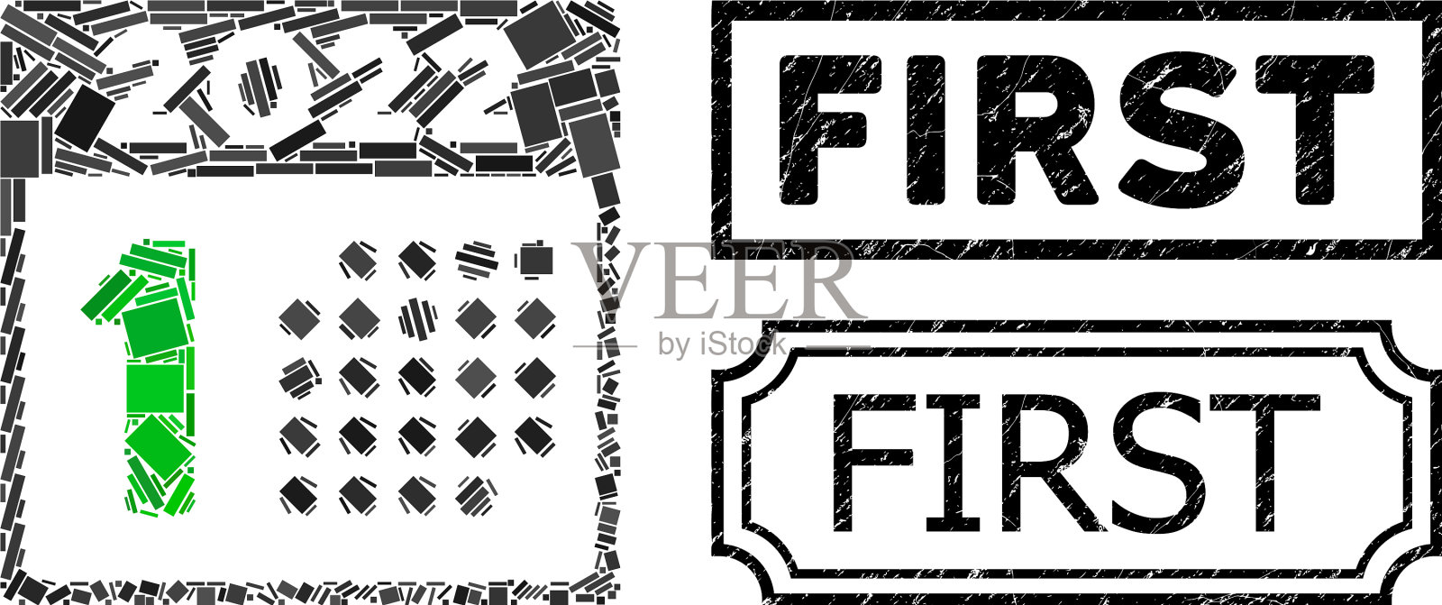 第一个有缺口的纹理印章和2022年插画图片素材