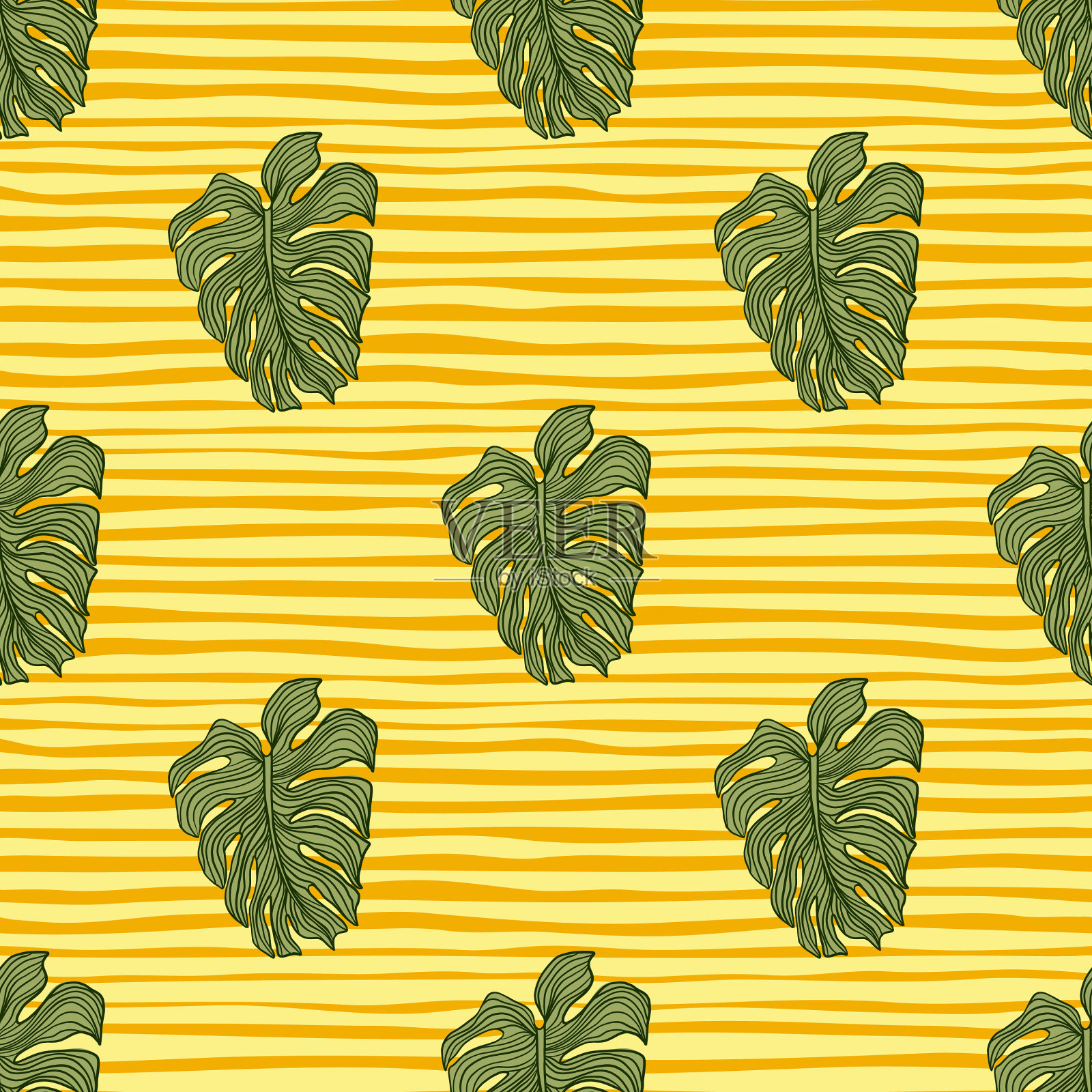 几何怪物叶轮廓无缝插画图片素材