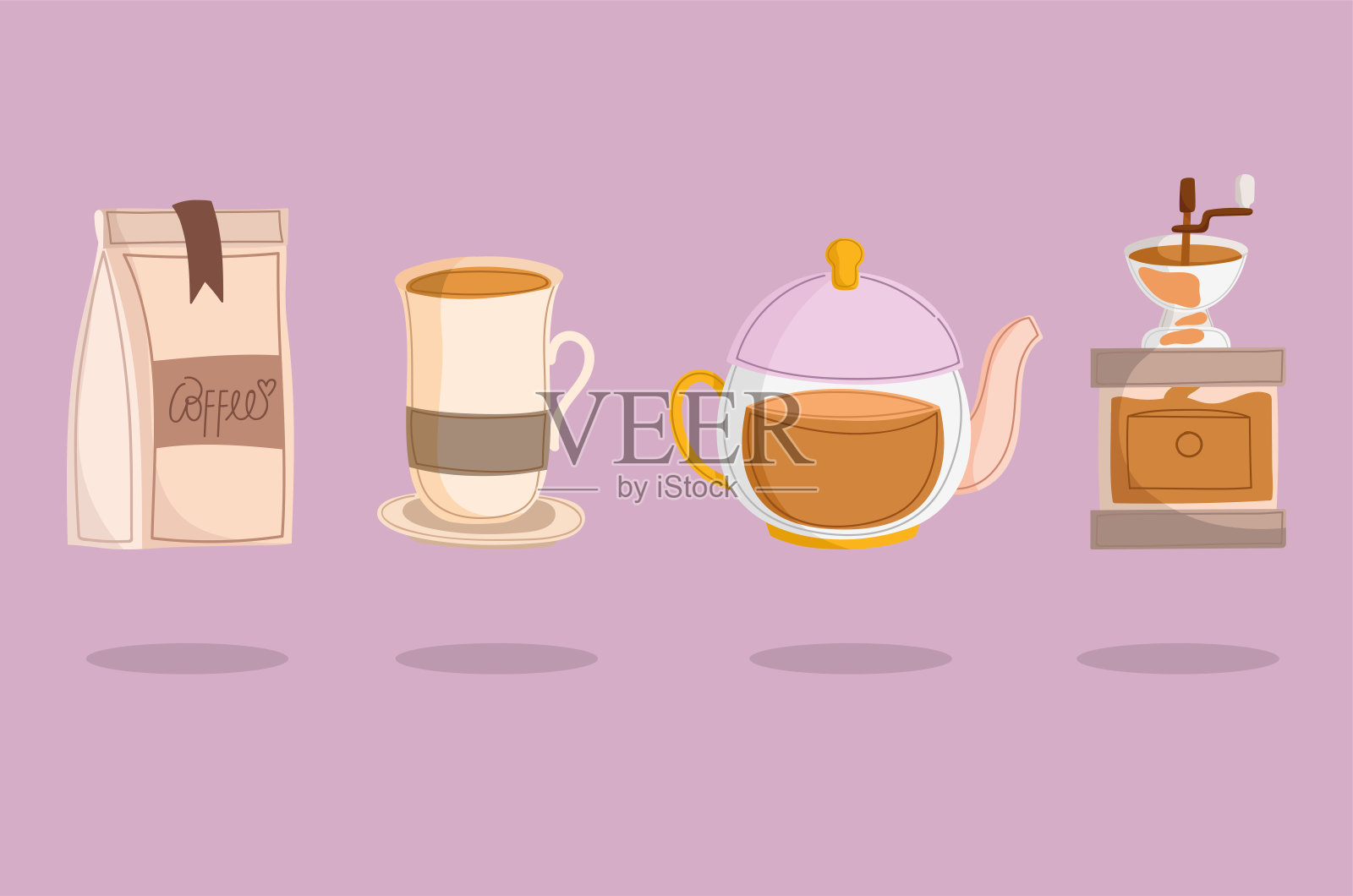 咖啡图标设置插画图片素材