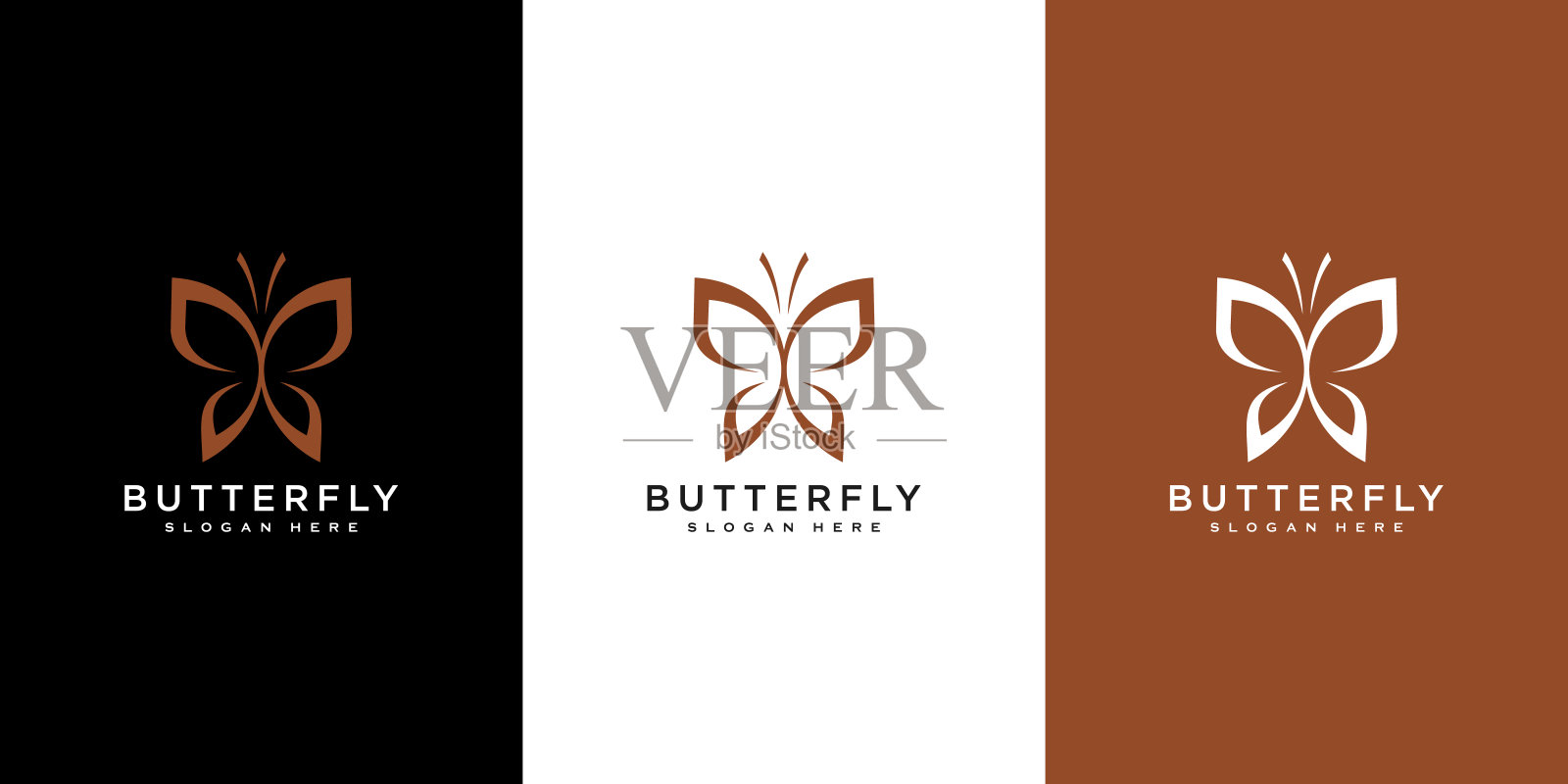 蝴蝶动物标志设计矢量和名片插画图片素材