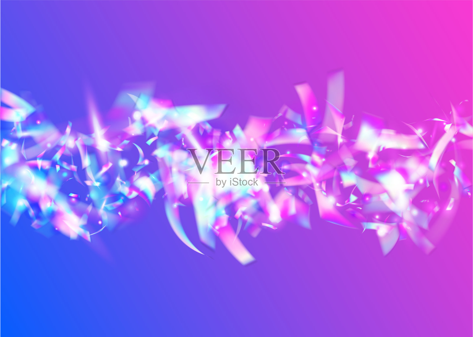 彩虹色的效果。蓝色的金属装饰。闪光。闪亮的Vaporwave蛇形。克丽丝特尔纹理。模糊的设计。节日的艺术。闪闪发光的金属箔。粉红色的彩虹色的效果插画图片素材