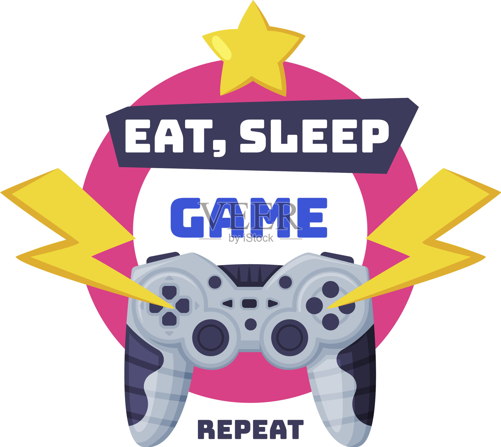 吃睡觉游戏标志手柄手柄插画图片素材