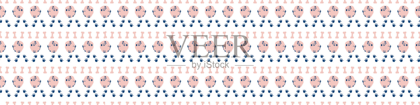 无缝卡通宠物狗涂鸦边界异想天开插画图片素材