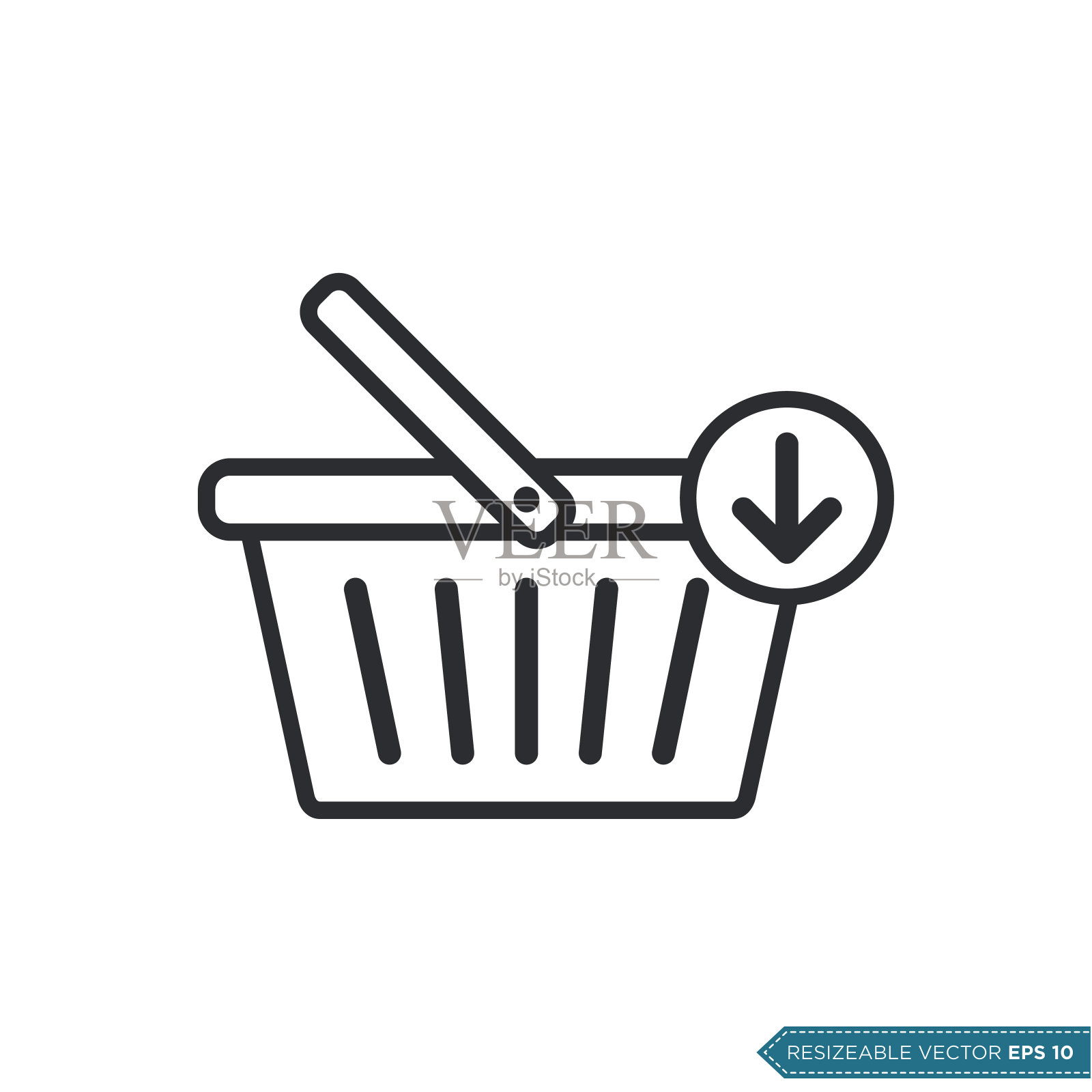 市场篮子图标向量。购物篮模板平面设计设计元素图片