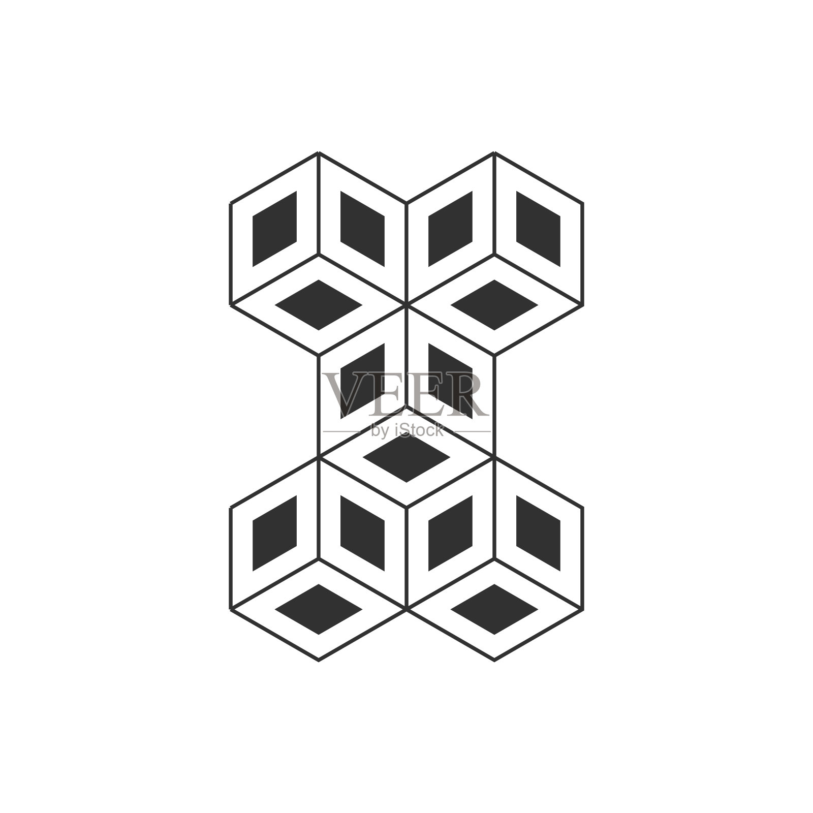 立方体等距标志概念，三维插图，矢量。标识设计模板隔离在白色背景上插画图片素材