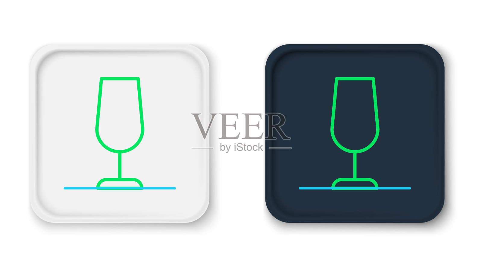 线葡萄酒玻璃图标隔离在白色背景。葡萄酒杯的迹象。色彩斑斓的轮廓的概念。向量图标素材