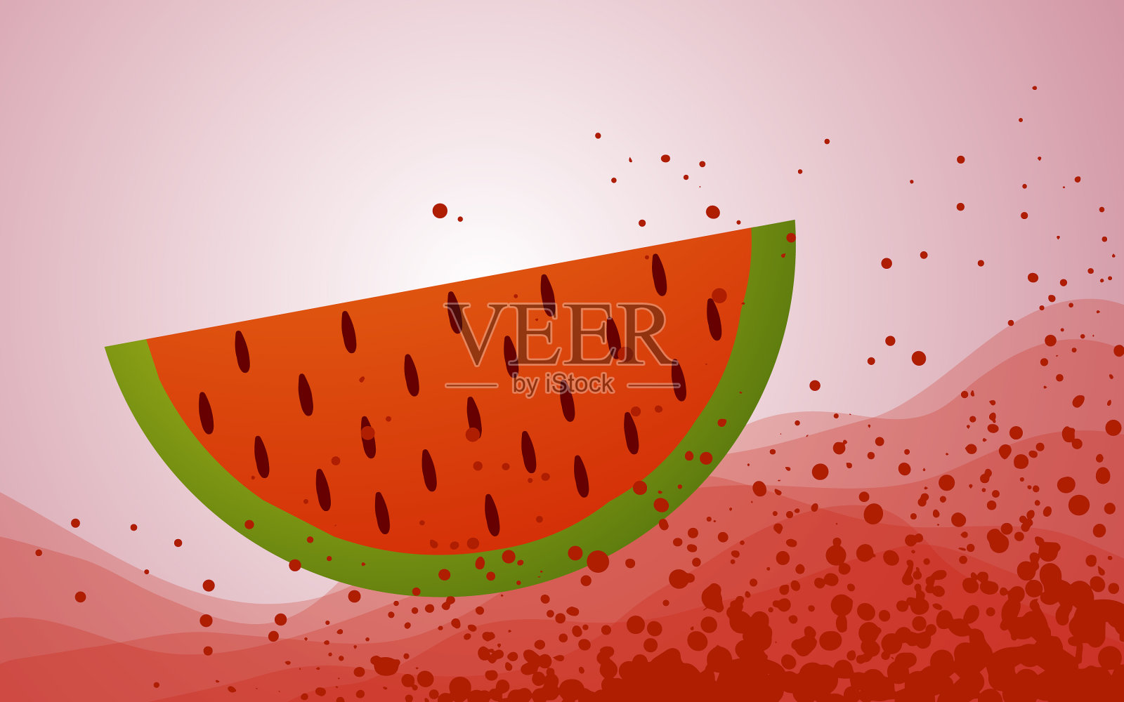 西瓜切片喷洒插画图片素材
