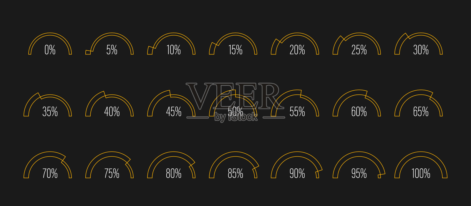 设置半圆弧百分比进度条插画图片素材