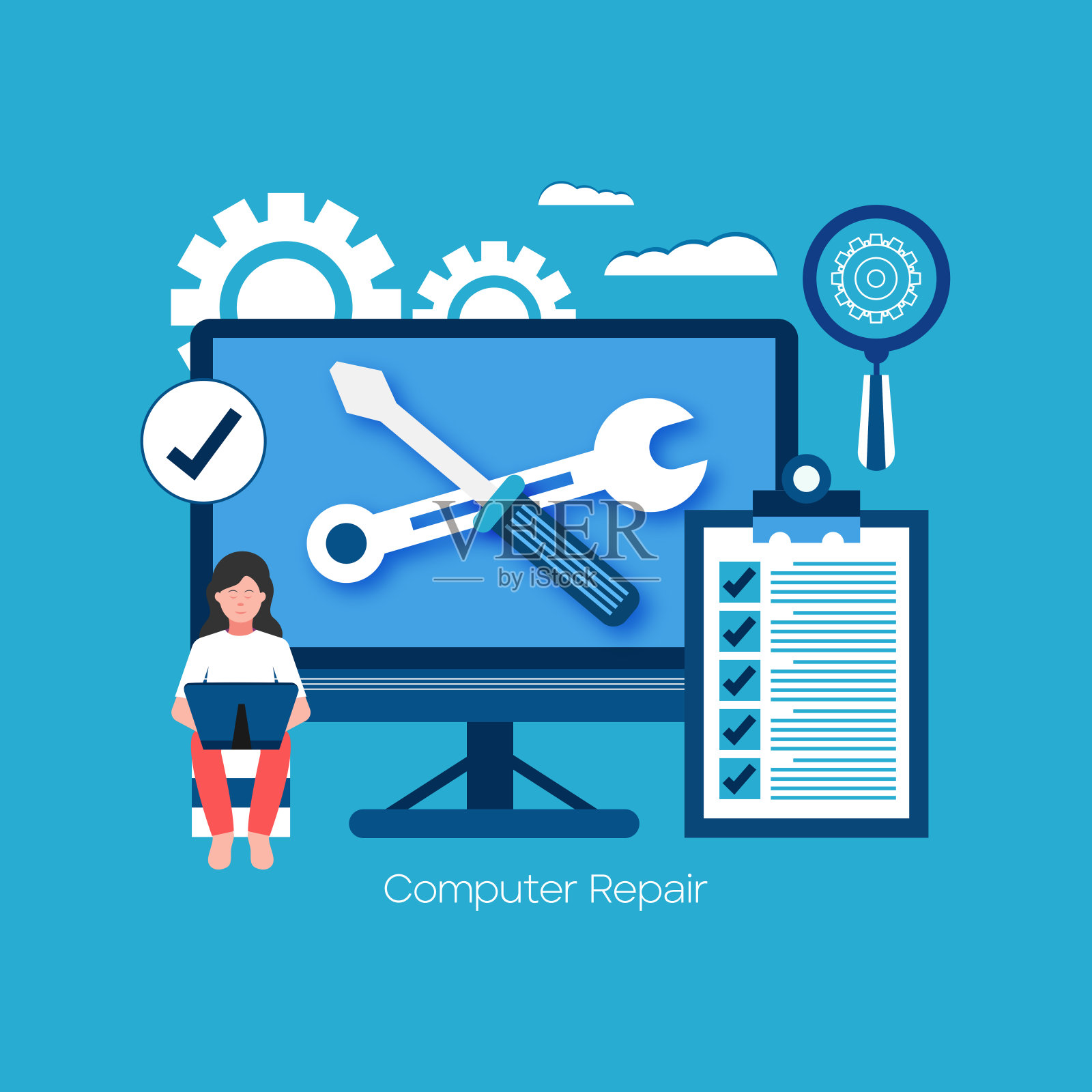 电脑维修的概念设计元素图片