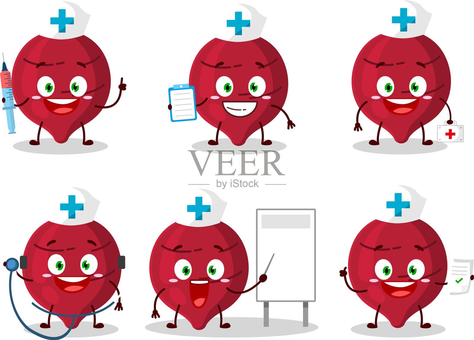 医生职业表情与甜菜卡通插画图片素材