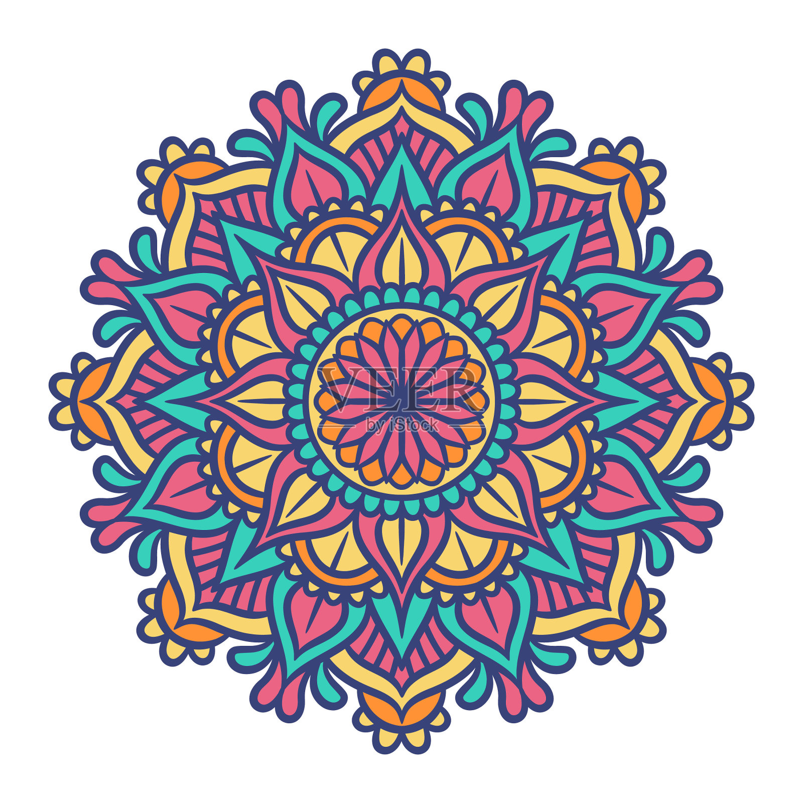 民族曼荼罗圆形装饰图案插画图片素材