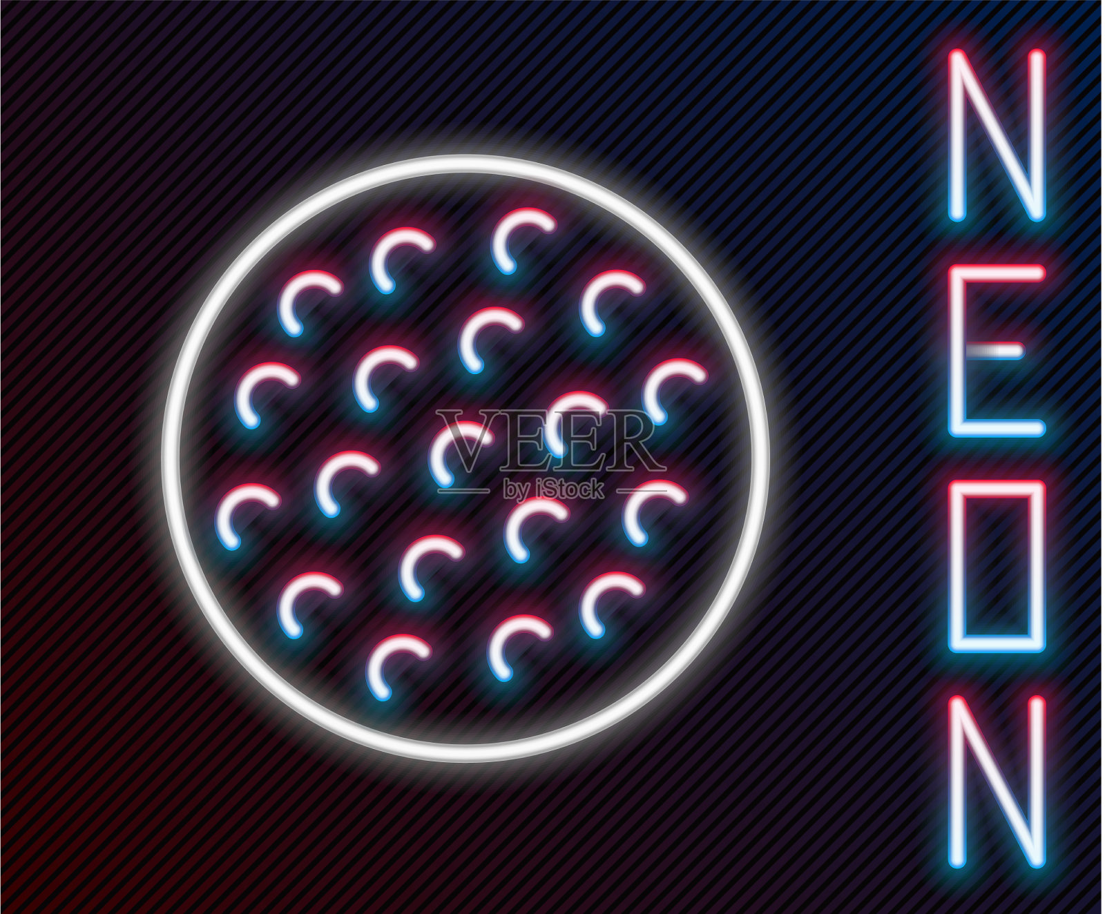 发光的霓虹灯线高尔夫球图标孤立在黑色插画图片素材