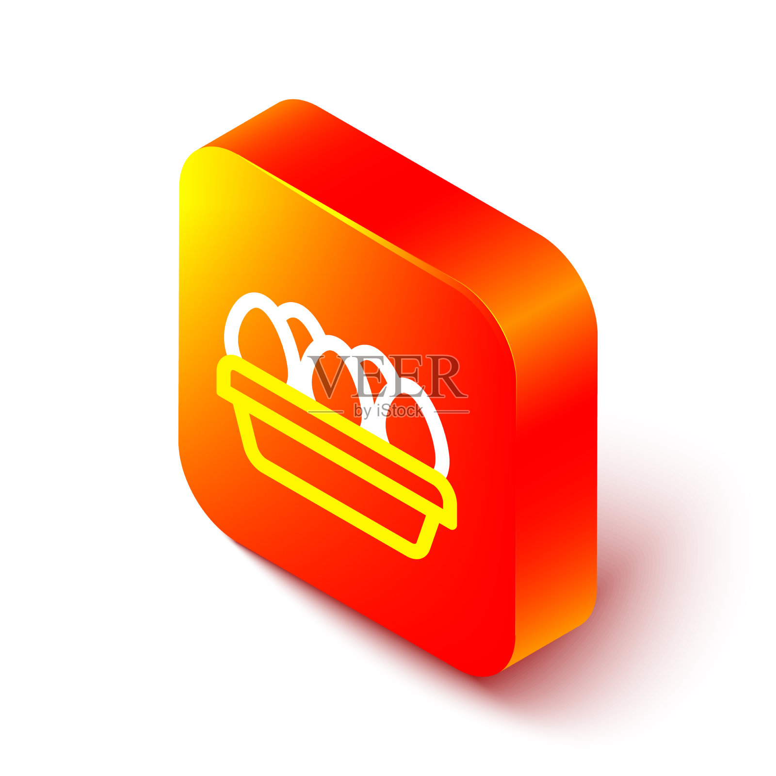 等距线鸡蛋在盒子图标孤立上插画图片素材