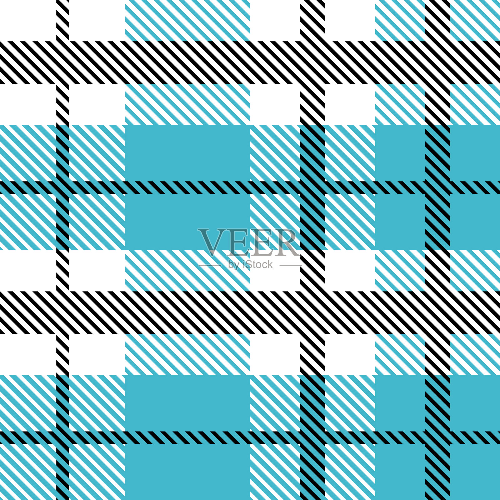 蓝色和黑色的苏格兰纺织无缝模式插画图片素材