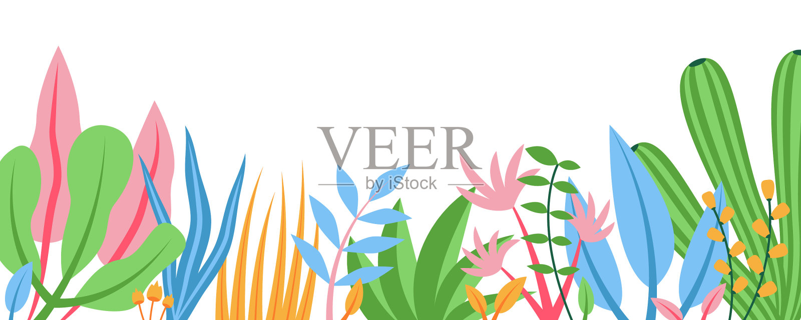 夏日自然背景与花卉图案设计元素图片